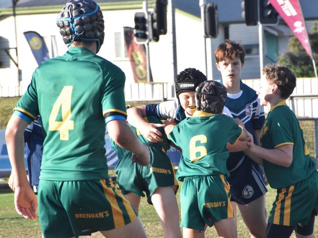 Rockhampton District Secondary Schools Rugby League grand finals, Year 7C, St Brendan’s College versus Heights College, Browne Park, September 7, 2022.
