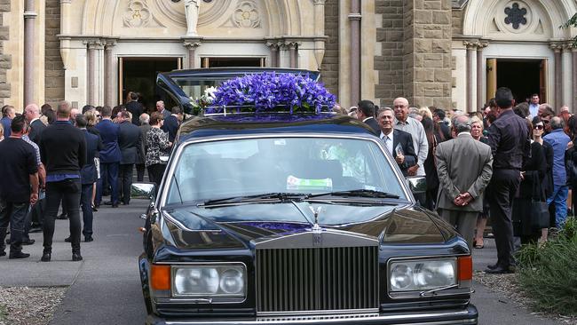 The funeral of murdered lawyer Joe Acquaro at St Mary's Star of the Sea Catholic church in West Melbourne. Picture: Ian Currie