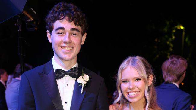 Baxter Rebgetz and Millie Grantley at the Emmanuel College class of 2025 formal at HOTA for Gold Coast at Large. Picture, Portia Large.