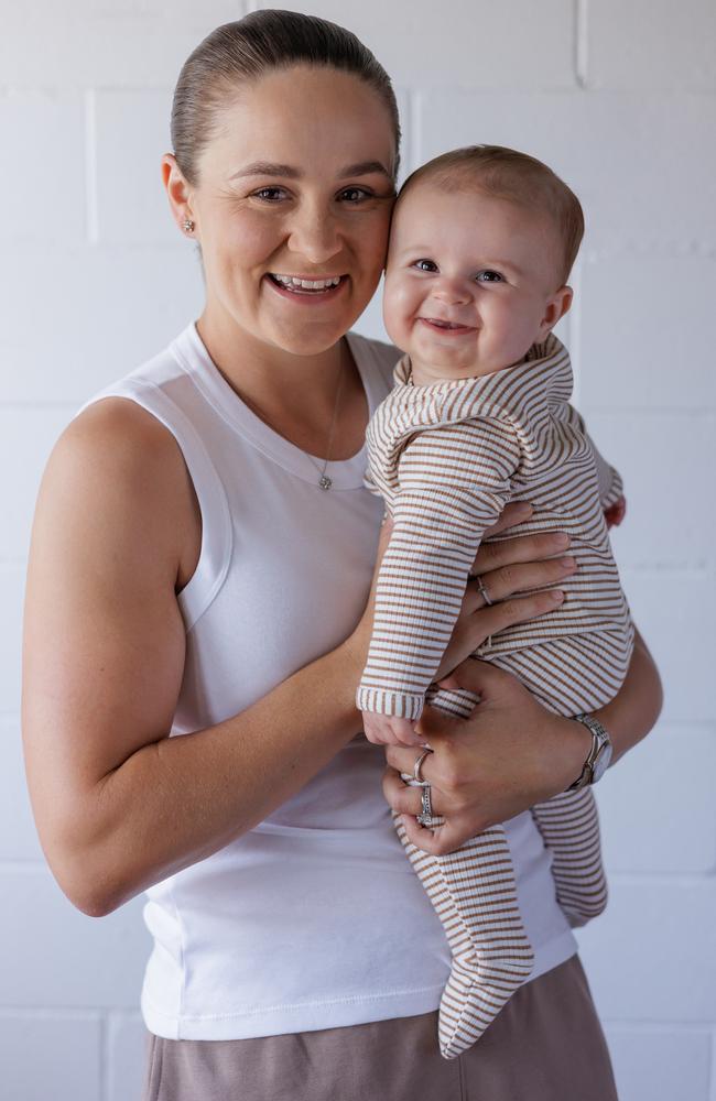 Ash Barty and her son Hayden are the faces of this year's BONDS Baby Search. Picture: Nic Morley/Supplied