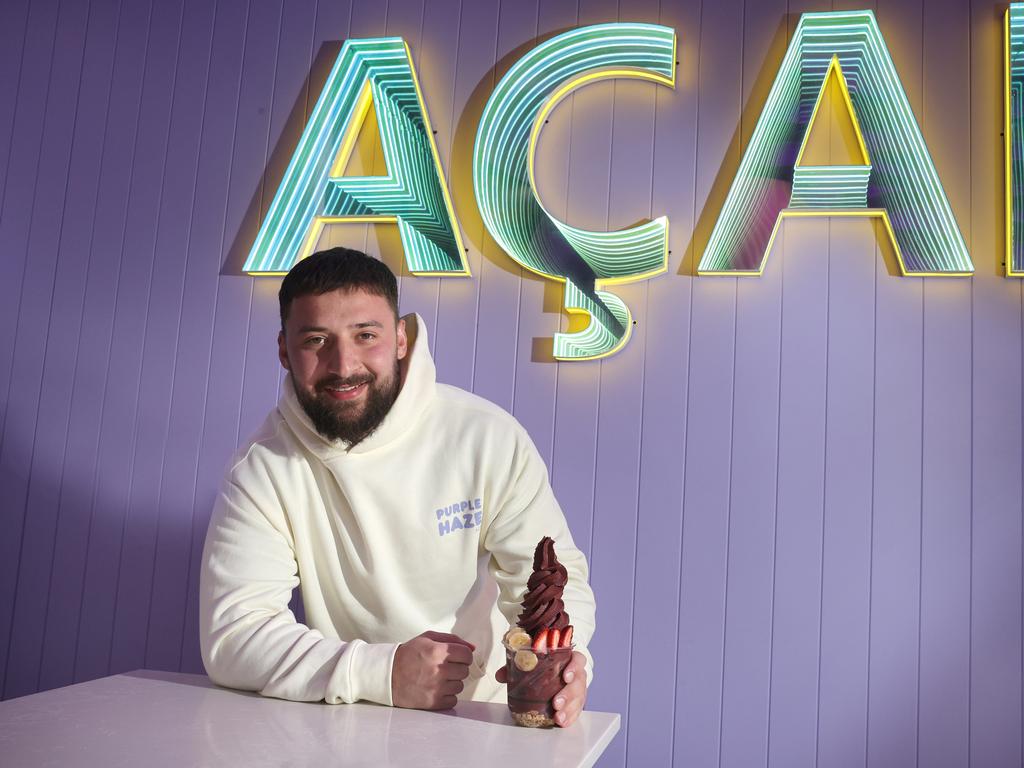 Purple Haze acai bar owner Jason Zulic in the Belmont store. Picture: Alison Wynd