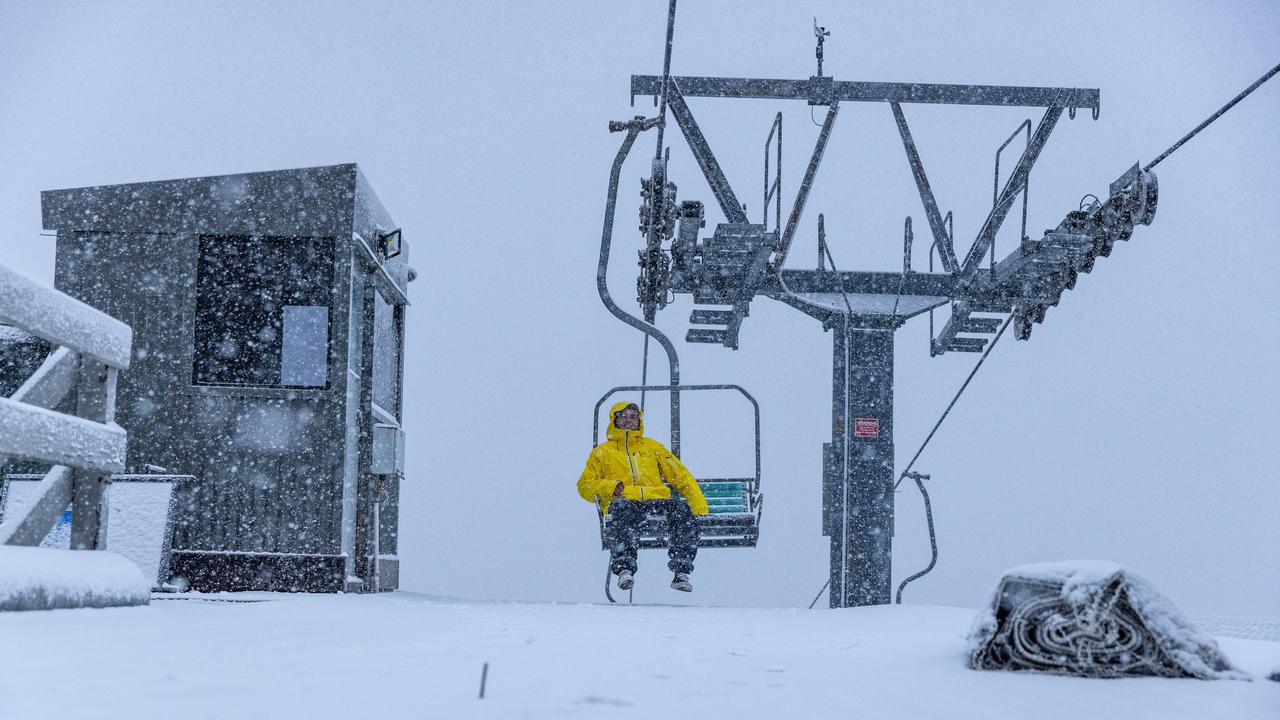 Thredbo said it was snowing all the way down to the village until lunchtime. Picture: Thredbo