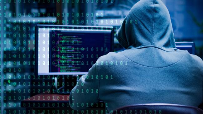 Hackers using laptop computers to penetrate security systems to steal big data from the server room; scammers generic fraud cyber