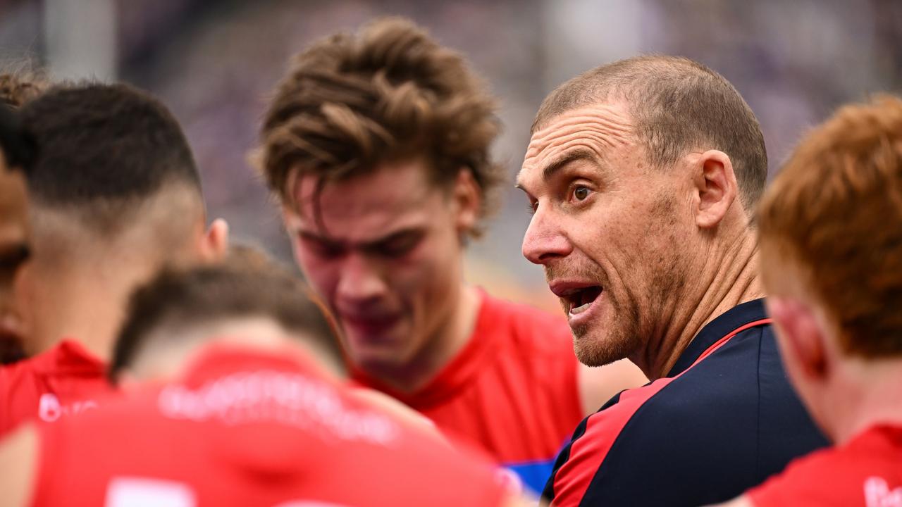 Melbourne coach Simon Goodwin says Clayton Oliver is ‘not going anywhere’ at the season’s end. Picture: Daniel Carson / Getty Images