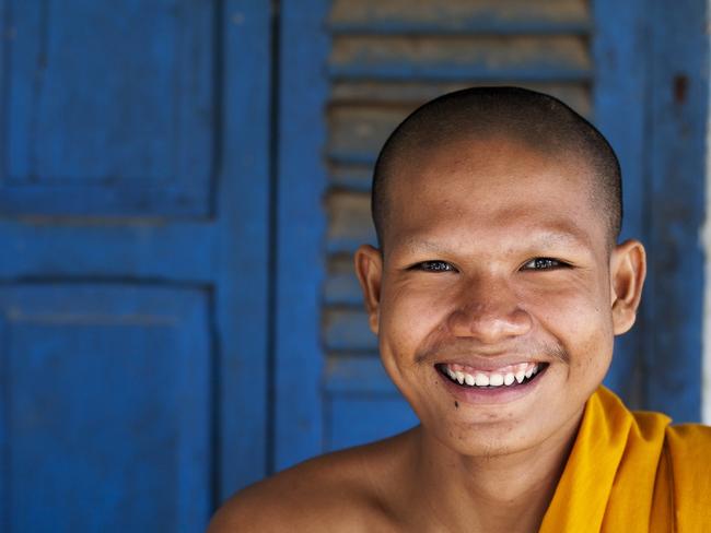 ESCAPE: BEST FOR 2016 .. ALTERNATIVE DESTINATIONS .. Sarah Nicholson story .. Battambang, Cambodia. Portrait of Buddhist monk at Wat Kandal near Sangker River. Picture: Getty