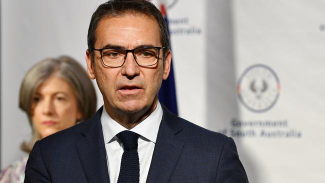 South Australian Premier Steven Marshall with SA Health chief public health officer Nicola Spurrier. Picture: AAP Image/David Mariuz