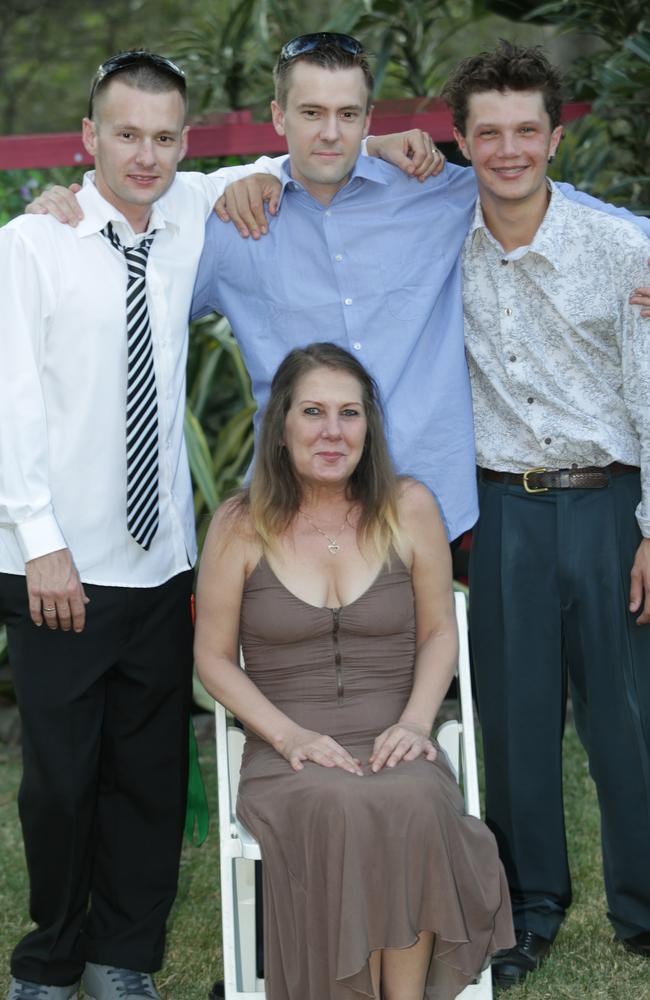 Ms Parkes with her sons Cameron, Tyron and Brandon.