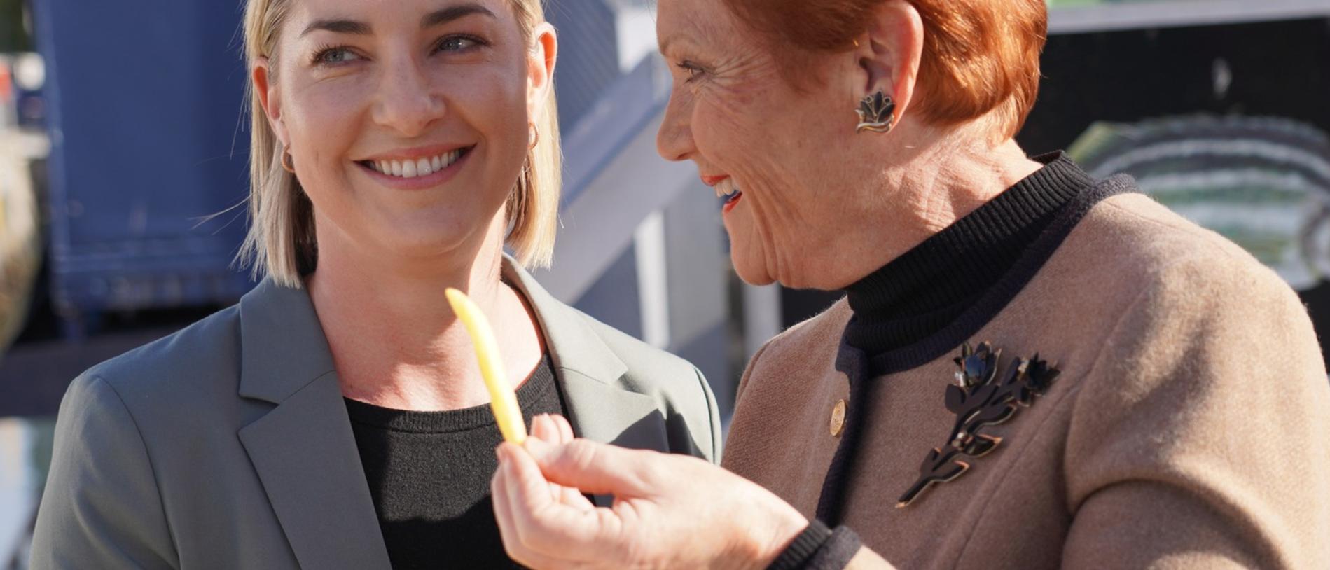Senator Pauline Hanson with One Nation’s lead Senate candidate, her daughter, Lee Hanson on the campaign trail in Tasmania. Picture: Facebook