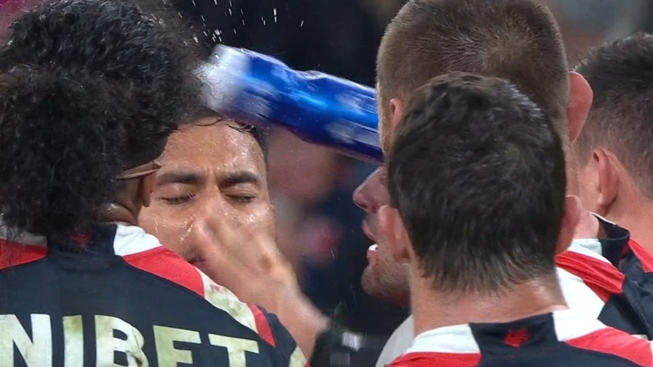 The water bottle didn't help. Photo: Fox Sports