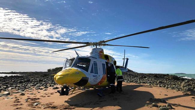 DRAMATIC RESCUE: RACQ Capricorn Rescue search and rescue mission located a 20 foot yacht stuck on Bush Island, north of Stanage Bay, with its two occupants stranded. Picture: RACQ Capricorn Rescue