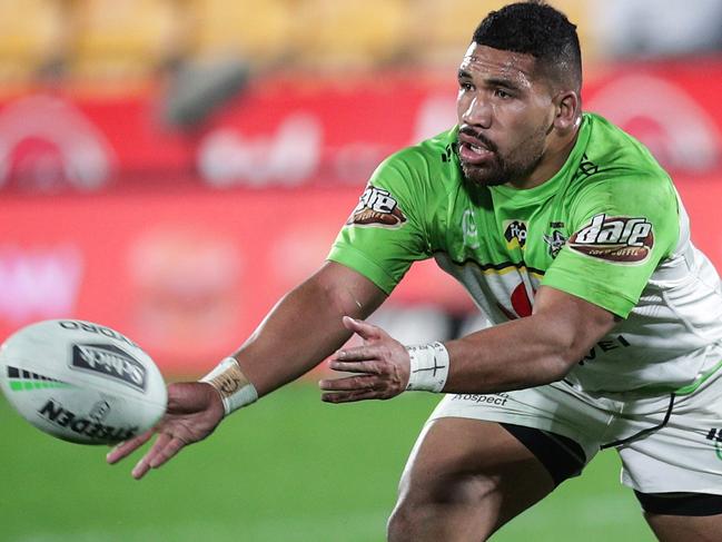 Siliva Havili of the Raiders during the Round 20, NRL match between the New Zealand Warriors and the Canberra Raiders at Mt Smart Stadium in Auckland, New Zealand, Friday, August 2, 2019. (AAP Image/David Rowland) NO ARCHIVING, EDITORIAL USE ONLY