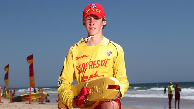 Lifesaver Will Prentice who saved a man who was surfing just north of the Currumbin Creek pictured at Tallebudgera SLSC.Photograph : Jason O'Brien