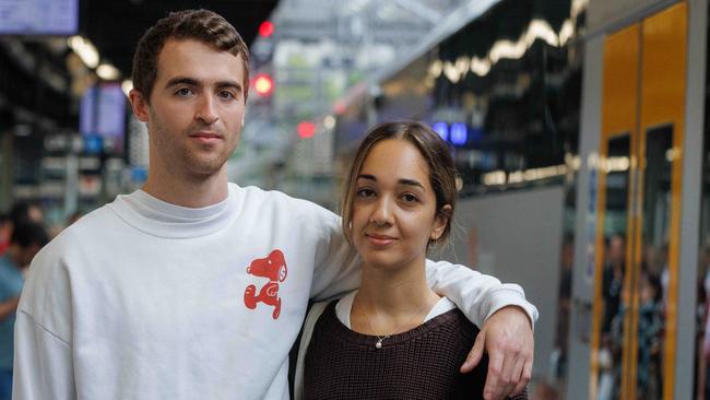 Young couple Seb Luetolf and Shana Makins have had challenges with their commute lately and have seen how delays are affecting the community. Picture: David Swift