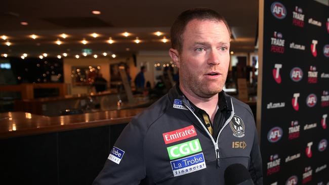 Former Collingwood list manager Ned Guy traded the club’s 2021 first-round pick to the Giants in exchange for picks 24 and 30 last year and a fourth-round selection this year. Picture: Michael Klein.