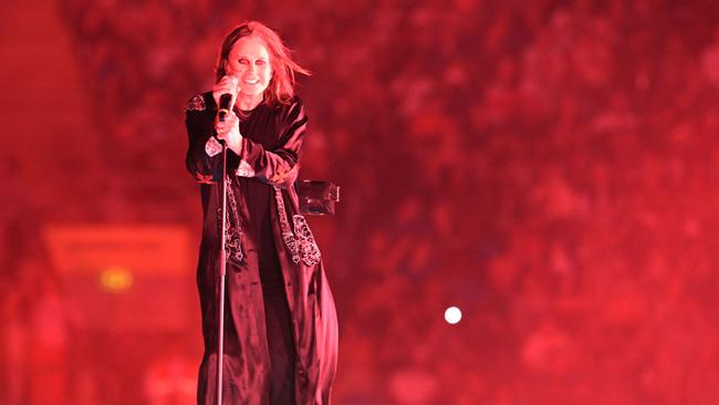 Ozzy had a bracket to support him during his performance for the Commonwealth Games. Picture: AFP