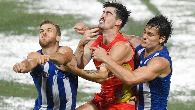 Cazalys Stadium was more like a pool when the Roos lost to the Suns in Round 1. Picture: Getty Images