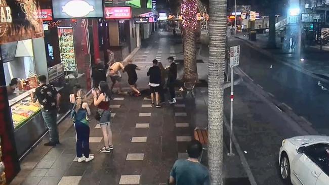 CCTV captured the moment Ivan Susin was knocked out cold on the ground. Picture: 9 News