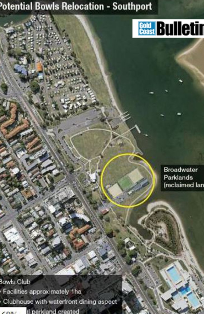 The Southport Bowls Club could be moved to the Broadwater Parklands. Photo: Gold Coast City Council