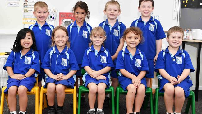 St Theresa's Catholic Primary School Preps. Back from left: William, Kora, Darcy, Sawyer. Front from left: Athalia, Jade, Cady, Makenzie, Rivah. Picture: Patrick Woods.