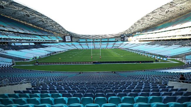 The first NRL match to be played with no crowd. Photo: Phil Hillyard