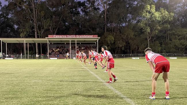 The Palm Beach Currumbin SHS Walters Cup defensive line.