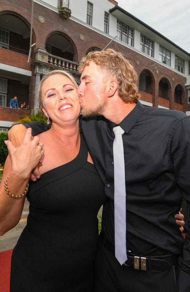 St John's College Woodlawn class of 2022: Cain McClelland with his Mum, Mel. Picture: Cath Piltz