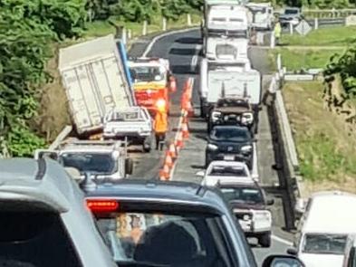 A truck crash has partially closed the Bruce Highway at the bridge over the Russel River. Picture: Brett McKay