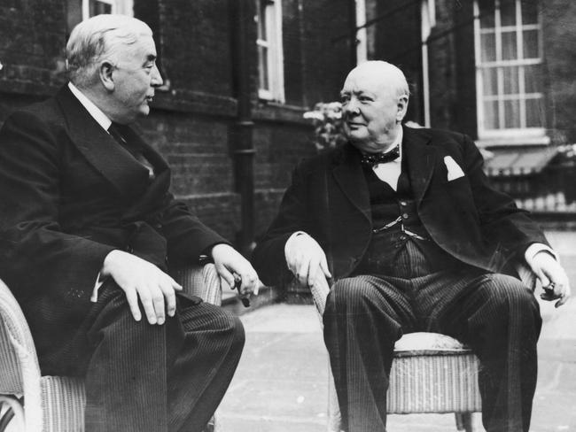 Robert Menzies and Winston Churchill in London. Picture: Getty Images