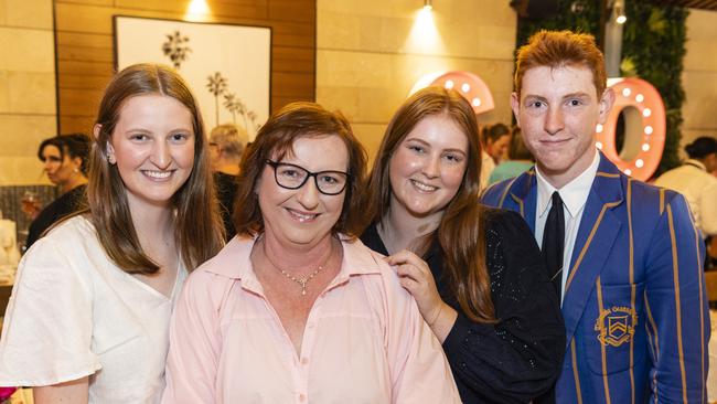 Fitzy's Colour of Change luncheon guest speaker Carmel Charles with her children Laura, Lucy and Tom Charles raising funds for local breast cancer support, Thursday, May 26, 2022. Picture: Kevin Farmer