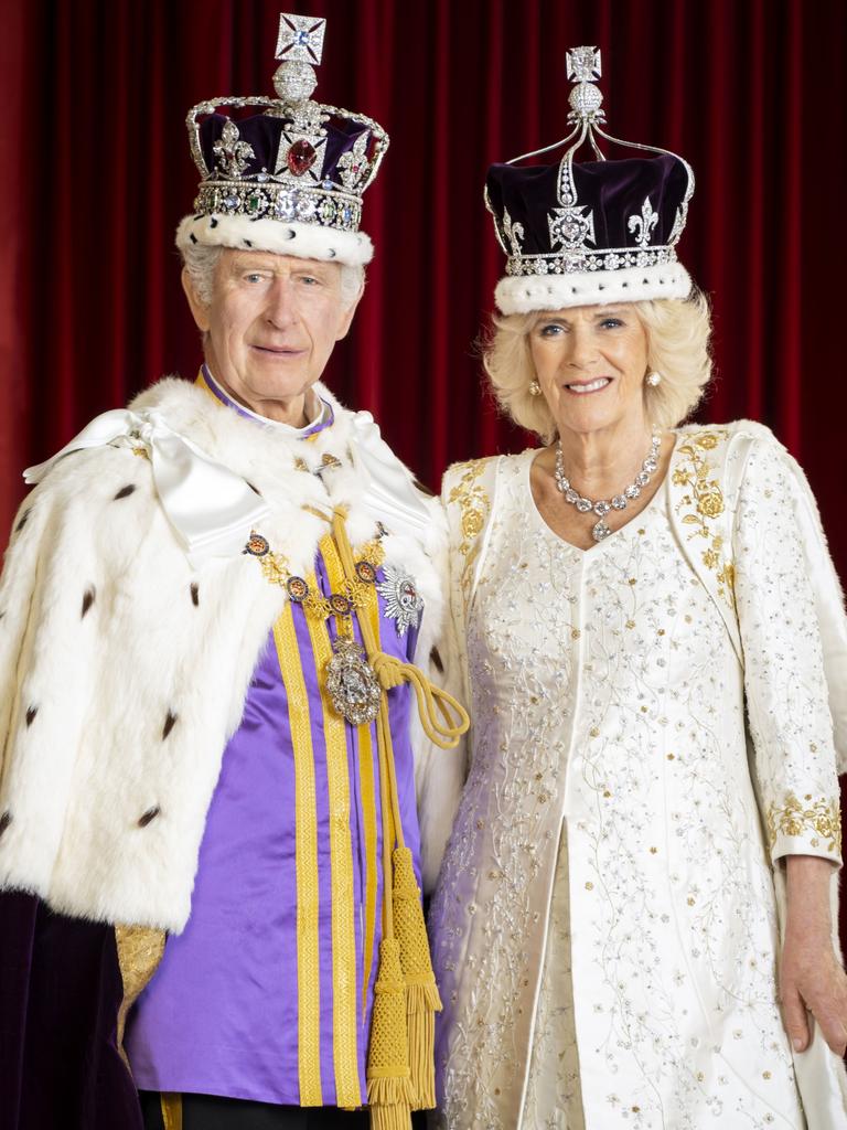 King Charles and Queen Camilla in photos taken on coronation day. Picture: Hugo Burnand/Buckingham Palace via Getty Images