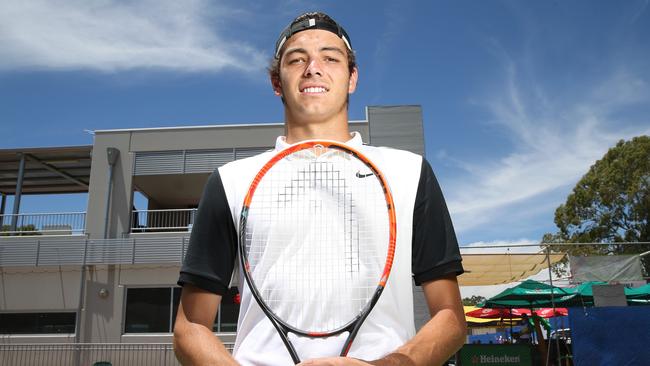 Taylor Fritz, who has been dubbed the next big thing in US men’s tennis, won the City of Onkaparinga ATP Challenger at Happy Valley on Sunday. Picture: Stephen Laffer.