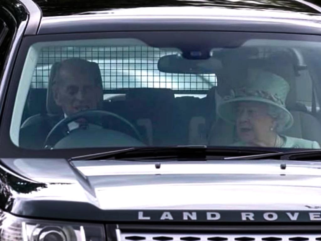 Prince Philip driving Queen Elizabeth in his Land Rover in 2017. Picture: Supplied