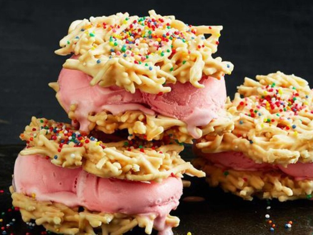 Fairy bread noodle ice-cream sandwiches.