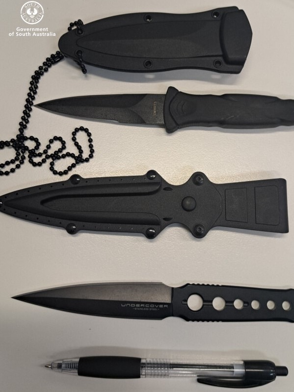 Police seized weapons from a property on Burbidge Road, Ettrick, after a search on Monday Picture: South Australia Police.