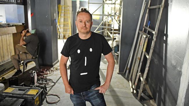 Co-owner Brettski Stewart at The Austral during renovations in 2020. Picture: Tom Huntley