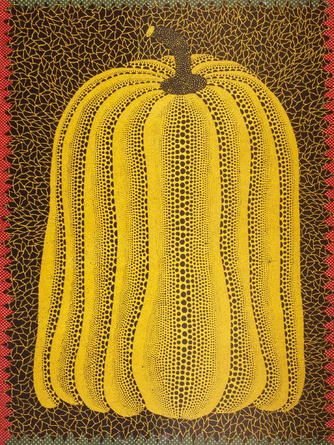 Kusama was also a prolific painter. Pictured is her work Pumpkin (1981).