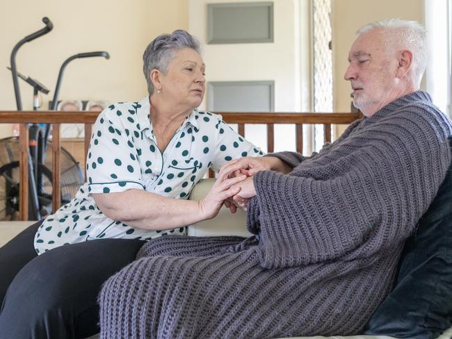 Wife Caring for Her Husband Recovering from Illness