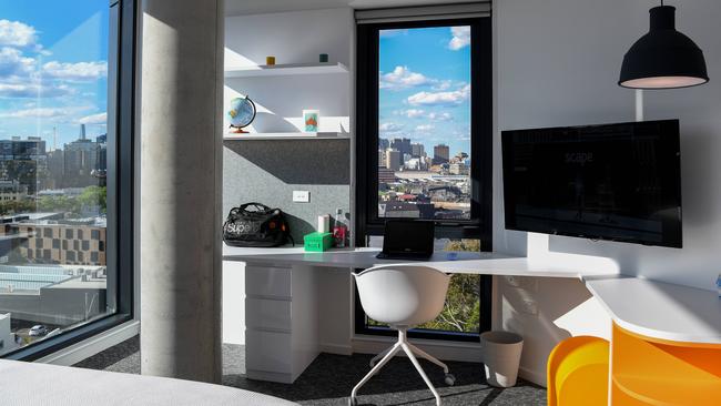 A student unit is seen at the Scape international student housing accommodation in Redfern, Sydney. Picture: NCA NewsWire/Bianca De Marchi