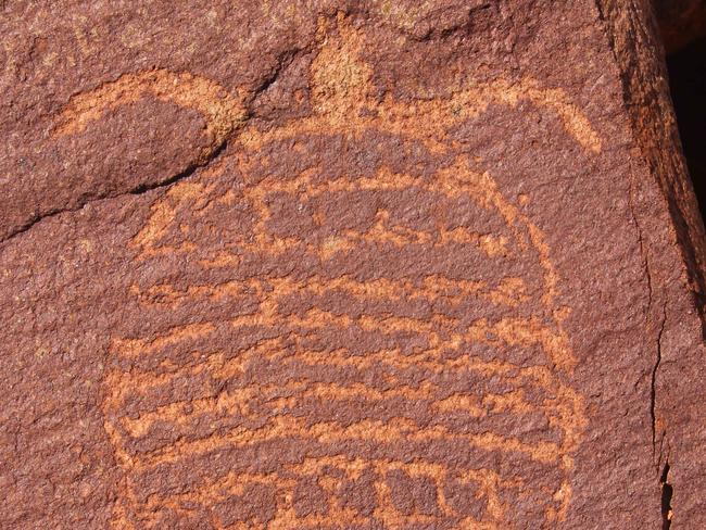 Rock Art in the Burrup Peninsula, Western Australia which is home to the world's largest collection of rock art, as well as a recently lodged application to have the area listed as a UNESCO world heritage site. Save Our Songlines, the activist group is opposed to more industrial developments on the Burrup. Picture: Supplied