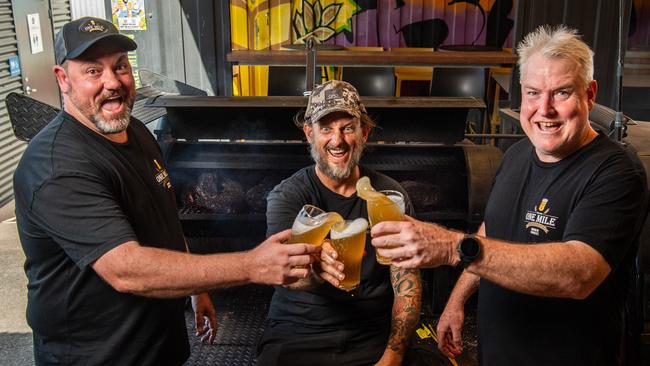 Bardy Bayram, Taco from the Darwin Chill Co and Stuart Brown as One Mile Brewery will be taking part in the 2024 BAR-BQ event, set for October. Picture: Pema Tamang Pakhrin