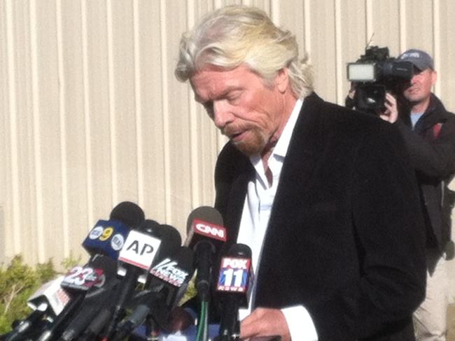 Richard Branson during a news conference after the crash of SpaceShipTwo.