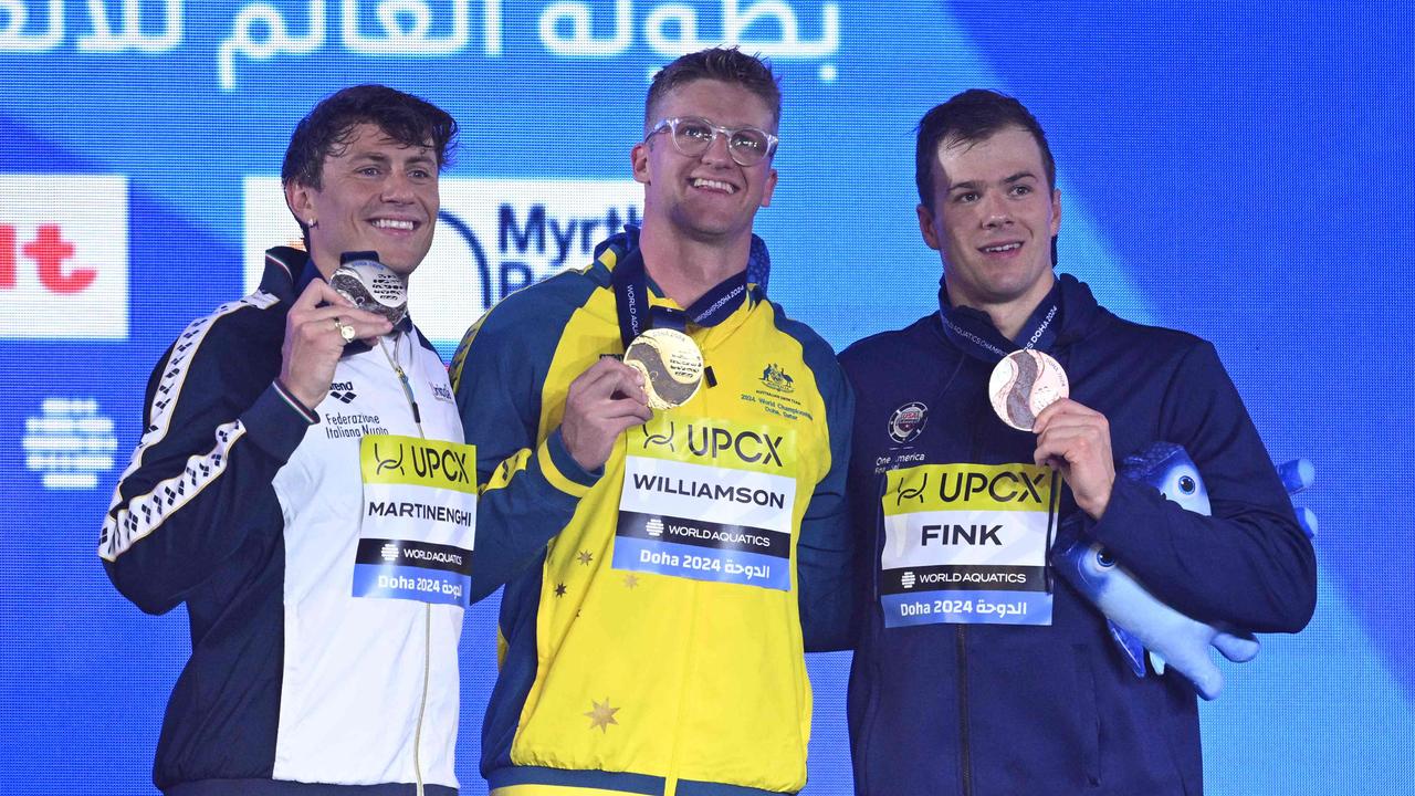 Williamson won Australia’s first gold of the swimming world titles. (Photo by Oli SCARFF / AFP)