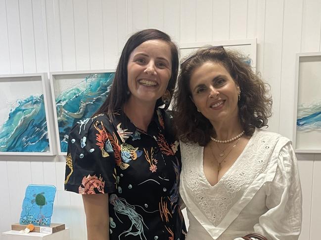 Brenda Stone and Dana Kvatinsky at the launch function of the Oceania Exhibition at The Drill Hall Studio in North Ward