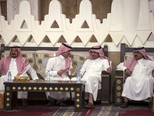 Men wait to hear the results of a meeting between King Salman of Saudi Arabia and US Secretary of State John Kerry this week.