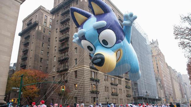 Bluey featured in New York’s Thanksgiving Day Parade last year, a testament to its global impact. Picture: Getty Images