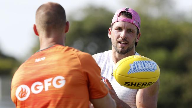 Travis Boak does some skills work. Picture: Sarah Reed