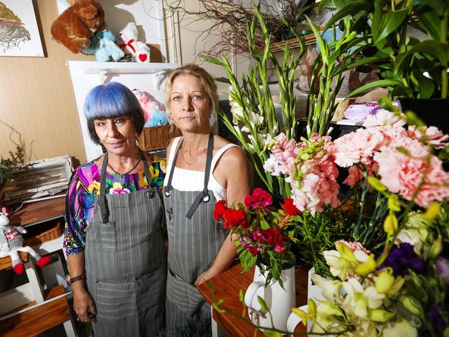 Su Desmond and Karen Hill of Karen Hill Floral Design fear the impact of shark attacks on local businesses. Picture: Nigel Hallett