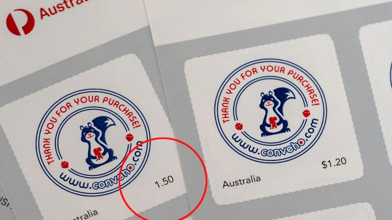 An Australia Post printing blunder omitted the dollar sign when stamps went up from $1.20 to $1.50, rendering them invalid. Picture: 9 News