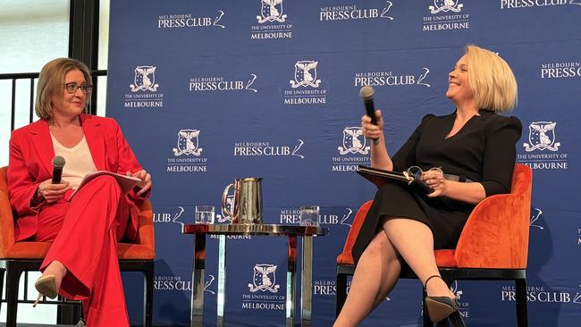 Premier Jacinta Allan during her Q&amp;A with vice president of the Melbourne Press Club Heidi Murphy. Picture: Supplied