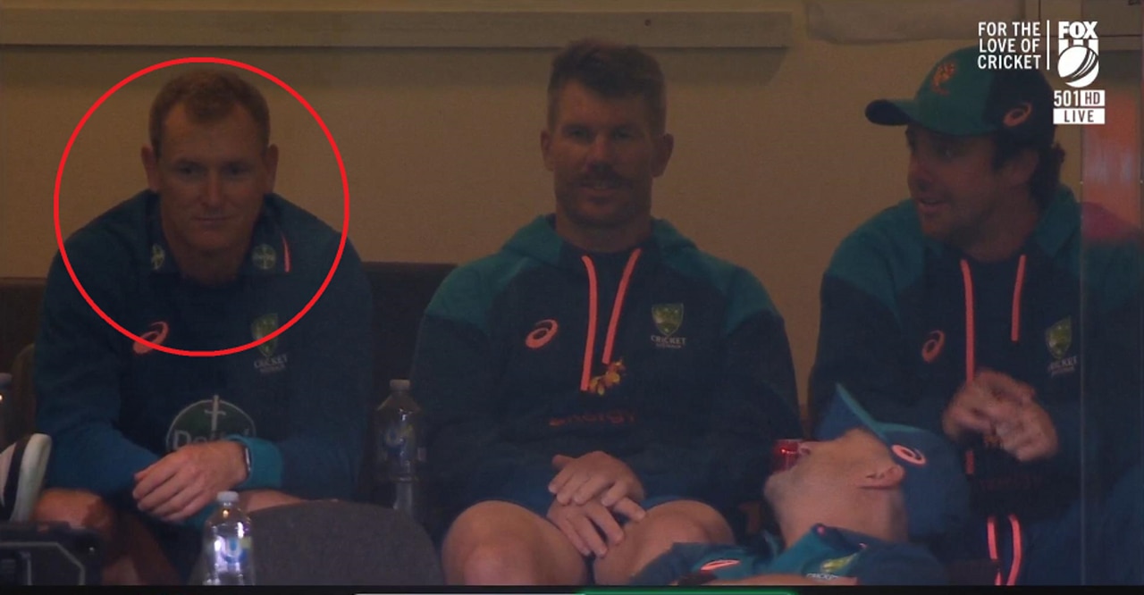 Chairman of selectors George Bailey sits with players for the ODI clash against England.